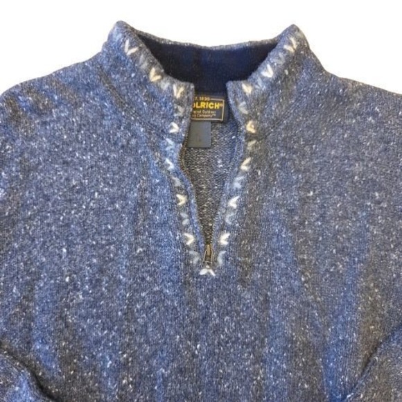 Woolrich Women's M Blue Heather 1/4 Zip Sweater Embroidered Cottage Core Cozy - Picture 3 of 15